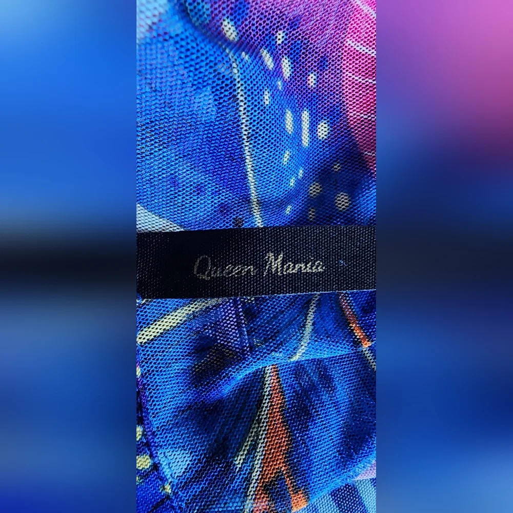 Queen Mania Women's Miami Nights Floral Print Shear Cover‎ Up Long Sleeve Size M